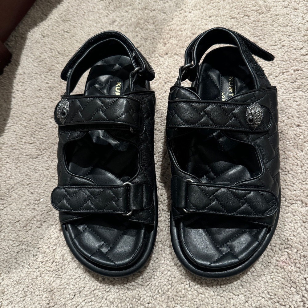 Black Quilted Women's Sandals - Picture 6 of 6
